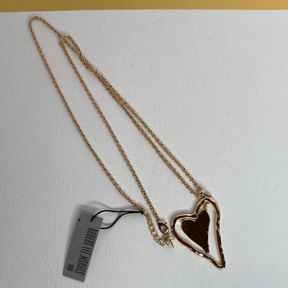 Robert Lee Morris Necklace Soho CollectionGold Long Chain Heart Pendant Necklace - Picture 3 of 14